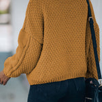 Solid Turtleneck Cable Knit Pullover Sweater