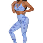 Tie-dye Crisscross Sport Bra and Leggings Set