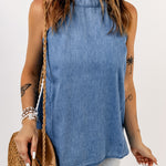 Halter Neck Denim Tank Top