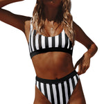 Athletic Striped Tank High Waist Bikini
