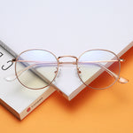 EP Blue Glass Flat Mirror Women Retro Metal Frame Unisex Glass Frame Round Ladies CJ2027
