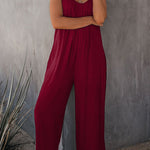 Spaghetti Straps Wide Leg Pocketed Jumpsuits