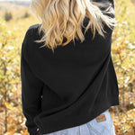 Letter Desert Hat Print Long Sleeve Black Sweatshirt