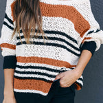 Loose Fit Striped Pattern Sweater