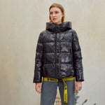 Short women winter coat parkas warm hooded shiny jacket coat Ladies office casual snow coat