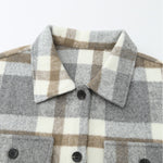 Brown Plaid Print Pocket Women Shacket