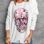 Letter Desert Hat Print Long Sleeve Black Sweatshirt