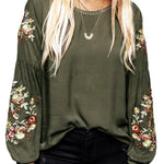 Floral Embroidery Long Sleeve Top