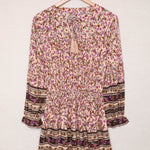 Split V Neck Boho Floral Dress