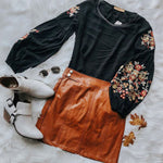 Floral Embroidery Long Sleeve Top