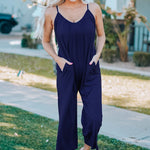 Spaghetti Straps Wide Leg Pocketed Jumpsuits