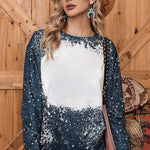Navy Tie-dyed Crew Neck Pullover Sweatshirt