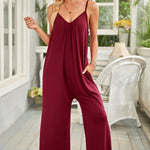 Spaghetti Straps Wide Leg Pocketed Jumpsuits