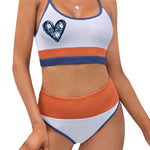 Spaghetti Straps Colorblock Ribbed High Waisted Swimsuit