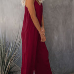 Spaghetti Straps Wide Leg Pocketed Jumpsuits