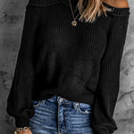 Blue Cool Breeze Cotton Cold Shoulder Sweater