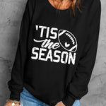 Letter Desert Hat Print Long Sleeve Black Sweatshirt