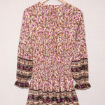 Split V Neck Boho Floral Dress