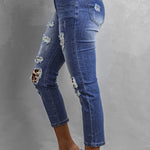 Fading Distressed Holes Crop Jeans