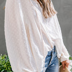 Swiss Dot Balloon Sleeve Blouse