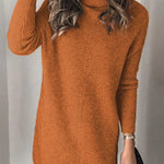 Turtleneck Long Sleeve Knitted Sweater Dress
