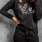 Grey Ribbed Knit Drop-Shoulder Sleeve Top and Shorts Lounge Set