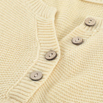 Splicing Buttoned Knitted Long Sleeve Sweater
