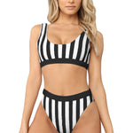 Athletic Striped Tank High Waist Bikini