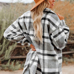 Brown Plaid Print Pocket Women Shacket