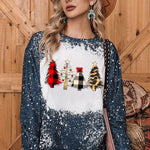 Navy Tie-dyed Crew Neck Pullover Sweatshirt