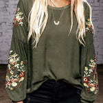 Floral Embroidery Long Sleeve Top