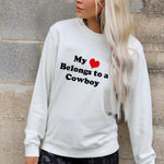 Letter Desert Hat Print Long Sleeve Black Sweatshirt