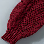 Solid Turtleneck Cable Knit Pullover Sweater