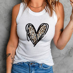 Solid Apricot Round Neck Ribbed Tank Top