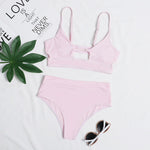 EP Sexy Bikini Set Cut Out Swimwear Women High Waist Swimwear Bandage Bathing Suits