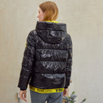 Short women winter coat parkas warm hooded shiny jacket coat Ladies office casual snow coat