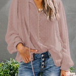 Swiss Dot Balloon Sleeve Blouse