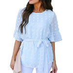 Swiss Dot Tie Blouse