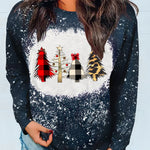 Navy Tie-dyed Crew Neck Pullover Sweatshirt