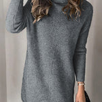 Turtleneck Long Sleeve Knitted Sweater Dress