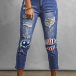Fading Distressed Holes Crop Jeans