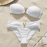White woman swimsuit Summer beach sexy bikini set