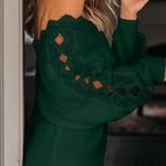 Lace Splicing V Neck Pullover Sweater