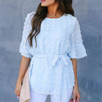 Swiss Dot Tie Blouse