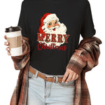 Merry Christmas Santa Clause Print Short Sleeve Graphic Tee