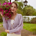 Casual crew neck short knitted sweaters women Autumn winter bat sleeve female cardigan Single-breasted ladies sweater