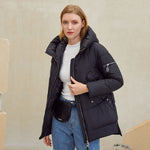 Casual hooded women winter coat parka Zipper pocket padded jacket coat ladies cotton warm coat female
