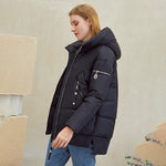 Casual hooded women winter coat parka Zipper pocket padded jacket coat ladies cotton warm coat female