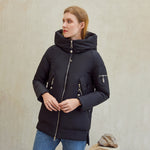 Casual hooded women winter coat parka Zipper pocket padded jacket coat ladies cotton warm coat female