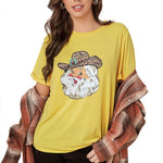 Merry Christmas Santa Clause Print Short Sleeve Graphic Tee